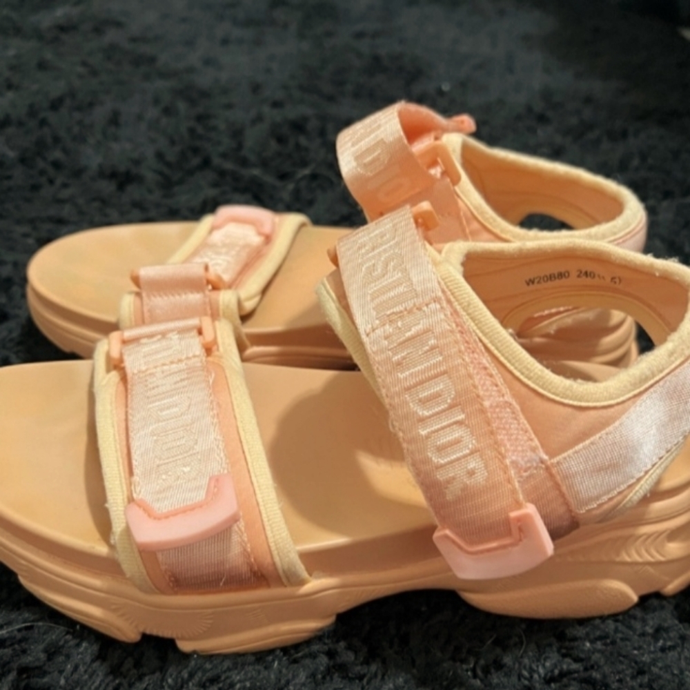 Beautiful Christian Dior Light Orange Velcro Sandals